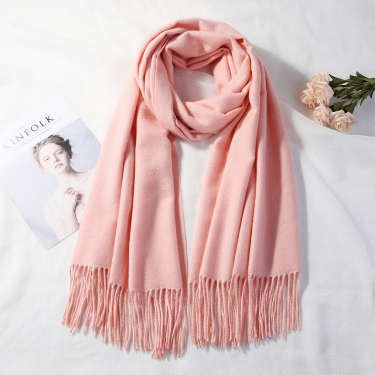 Вовняний шарф жіночий рожевий фламінго однотонний ніжний - 3