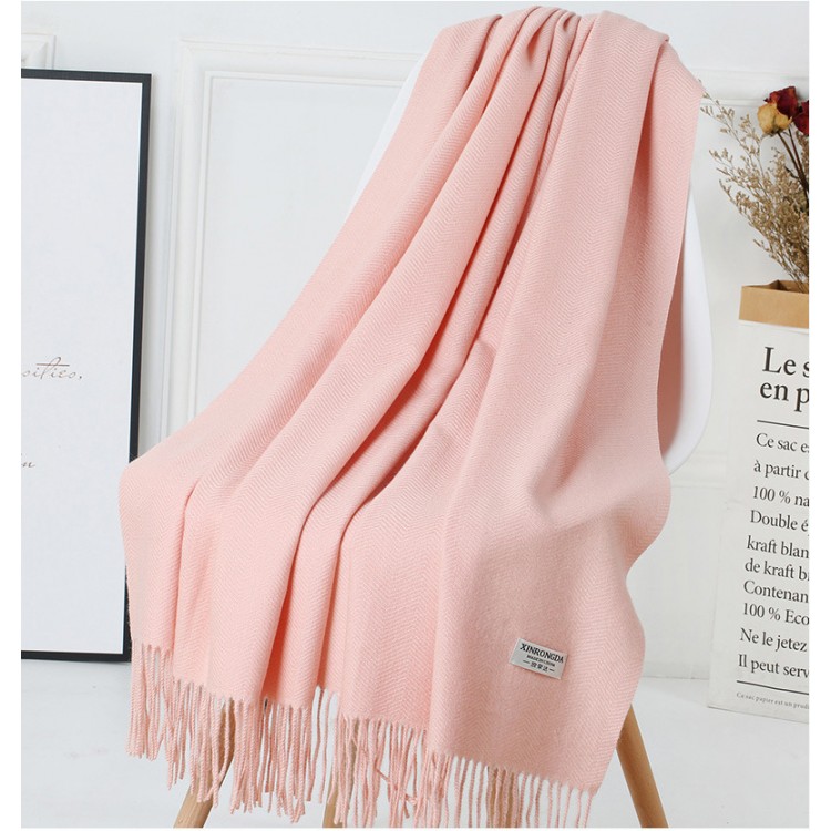Вовняний шарф жіночий рожевий фламінго однотонний ніжний - 4