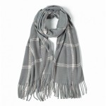 Жіночий палантин шарф сірий олов'яний картатий 200*80 см