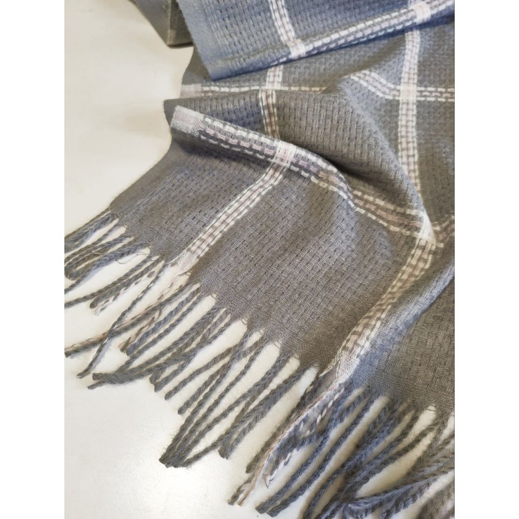 Жіночий палантин шарф сірий олов'яний картатий 200*80 см - 5