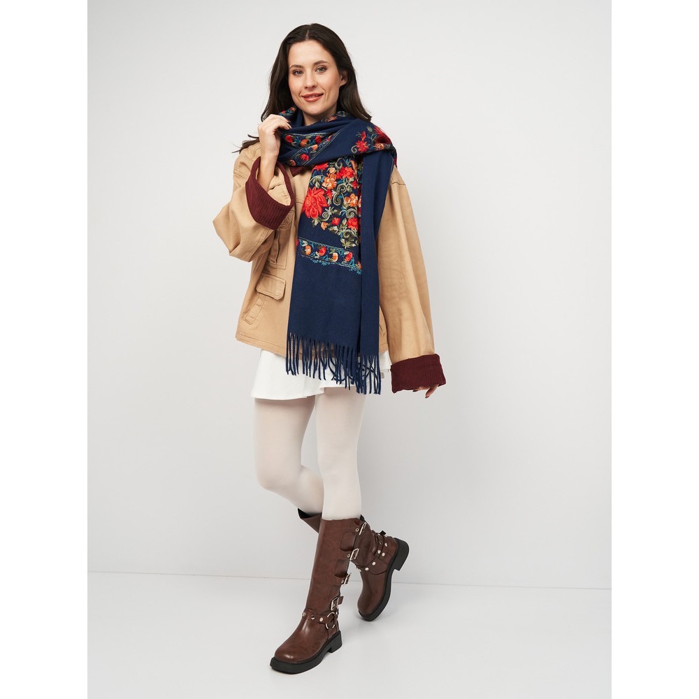 Жіночий шарф кашеміровий з вишивкою "Букет квітів" 190х70 см - 5