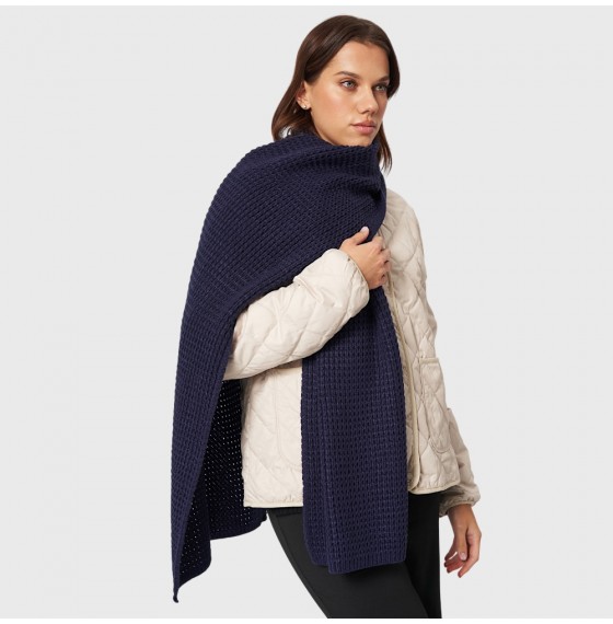 В'язаний шарф жіночий вовняний синій, 185*40 см