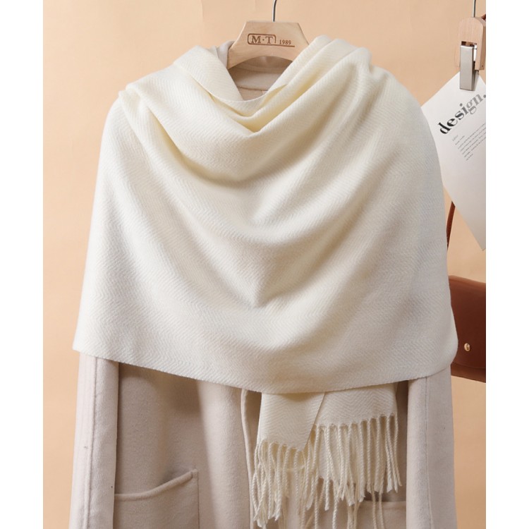 Вовняний шарф жіночий белый однотонний ніжний - 3