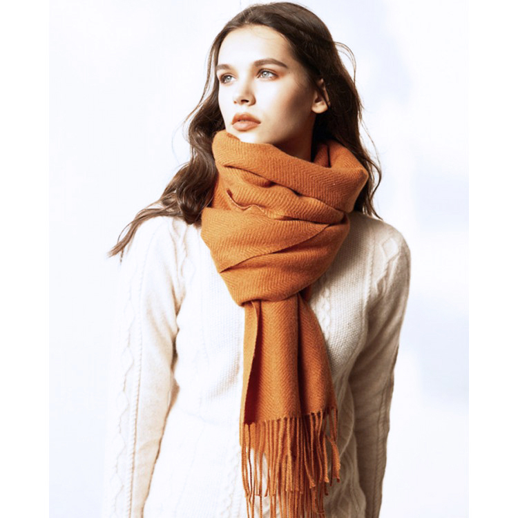 Вовняний шарф жіночий карамельний однотонний 200*80 см - 5