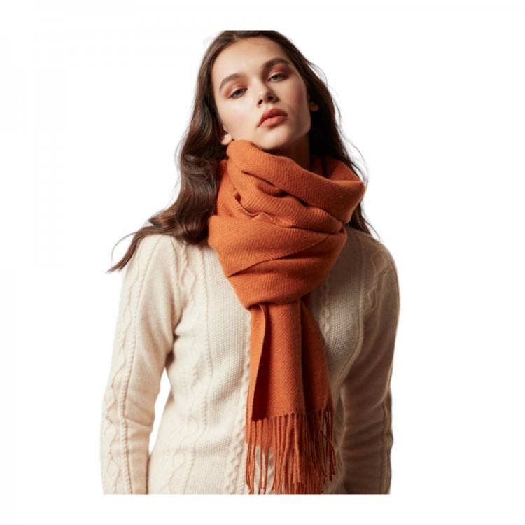 Вовняний шарф жіночий карамельний однотонний 200*80 см - 2