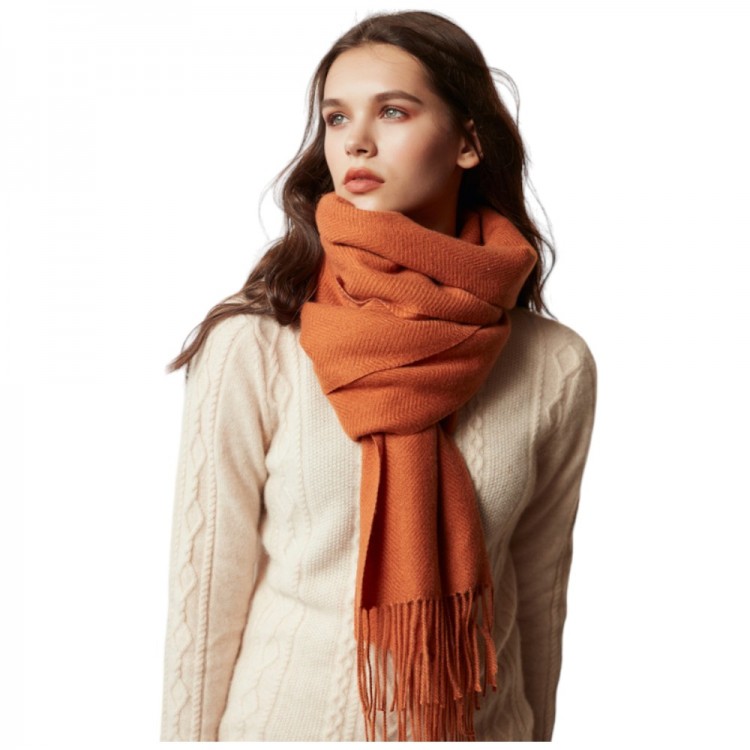 Вовняний шарф жіночий карамельний однотонний 200*80 см - 3