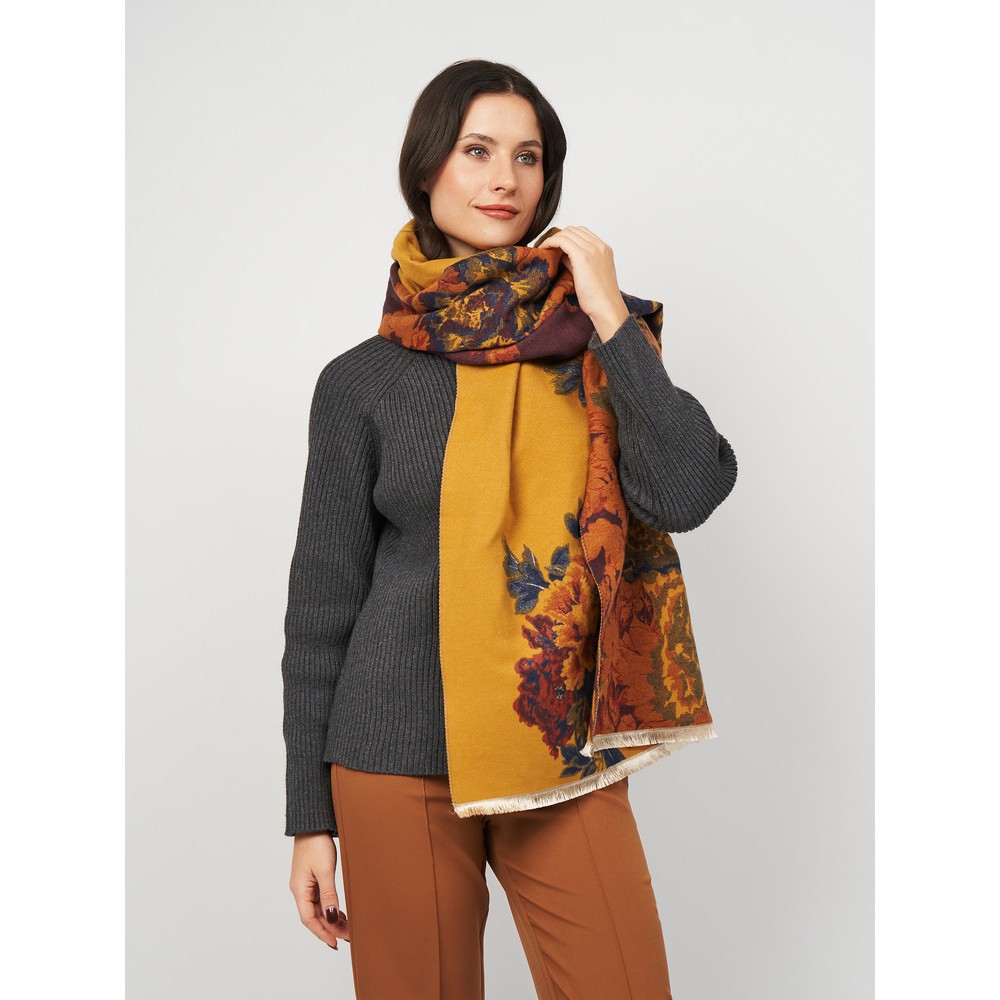 Кашеміровий шарф палантин жіночий двосторонній медовий, 185*65 см - 2