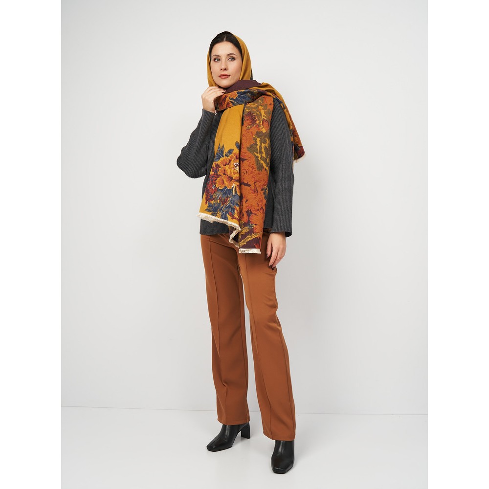 Кашеміровий шарф палантин жіночий двосторонній медовий, 185*65 см - 4