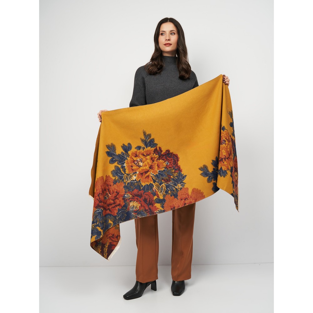 Кашеміровий шарф палантин жіночий двосторонній медовий, 185*65 см - 3