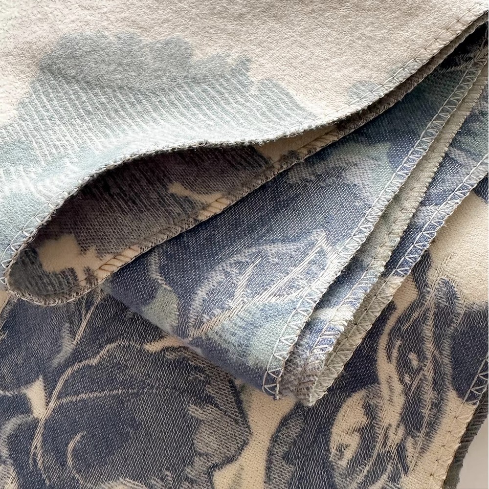 Кашеміровий палантин двосторонній синій морський, 185*65 см - 6