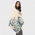 Кашеміровий палантин двосторонній синій морський, 185*65 см