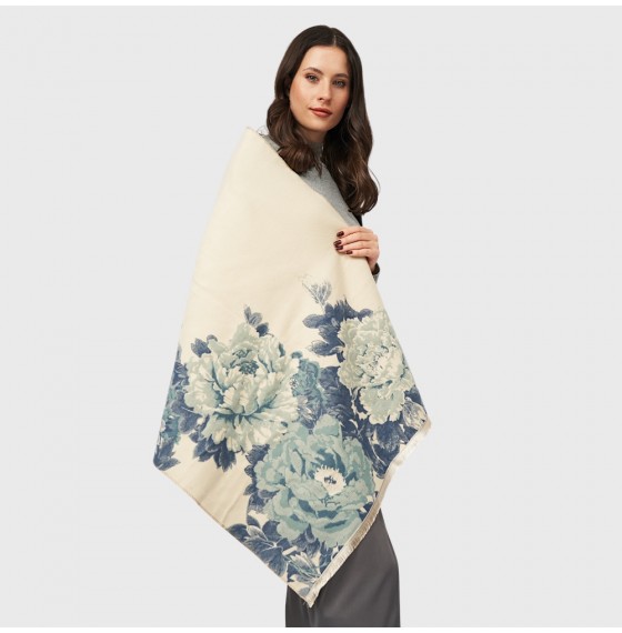 Кашеміровий палантин двосторонній синій морський, 185*65 см Кашеміровий палантин двосторонній синій морський, 185*65 см