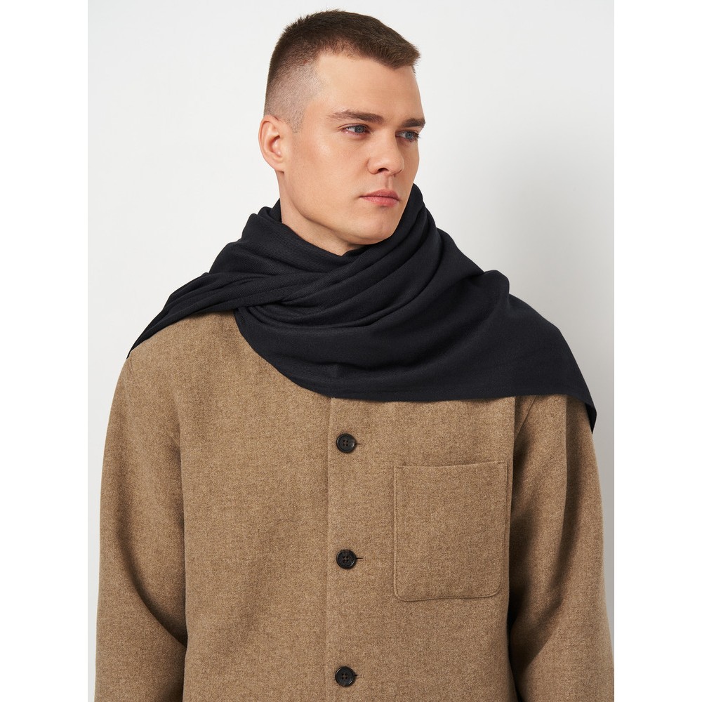 Мужской кашемировый шарф черный однотонный 180*70 см - 4