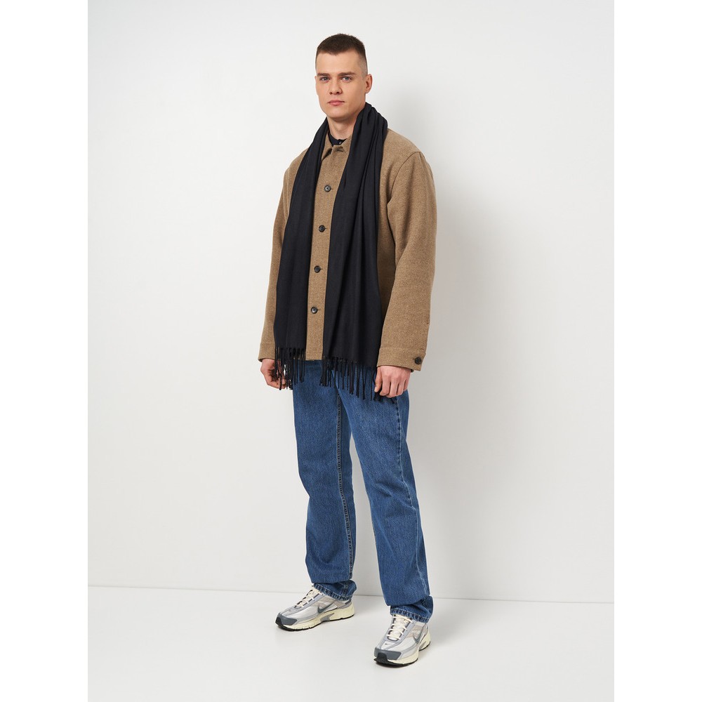 Мужской кашемировый шарф черный однотонный 180*70 см - 5