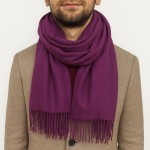 Мужской кашемировый шарф фиолетовый однотонный 180*70 см