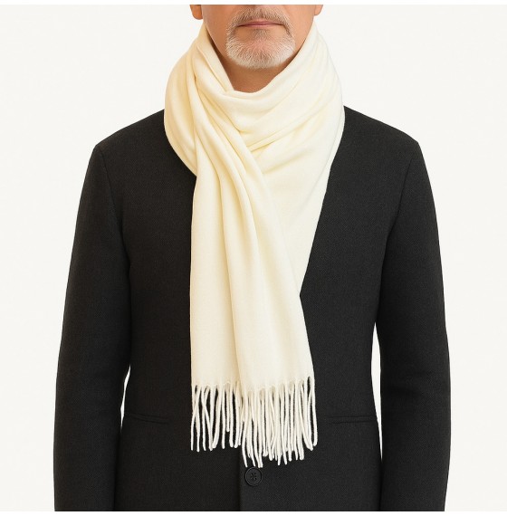 Чоловічий кашеміровий шарф білий однотонний 180*70 см Чоловічий кашеміровий шарф білий однотонний 180*70 см