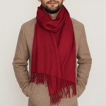 Мужской кашемировый шарф бордовый однотонный, 180*70 см