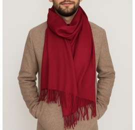 Мужской кашемировый шарф бордовый однотонный, 180*70 см