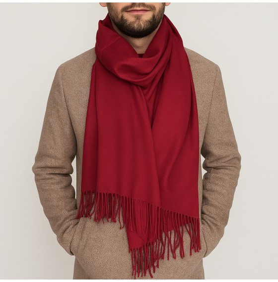 Чоловічий кашеміровий шарф бордо однотонний, 180*70 см Чоловічий кашеміровий шарф бордо однотонний, 180*70 см