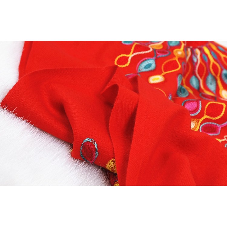 Кашеміровий шарф вишитий червоний ексклюзив з Непалу - 6