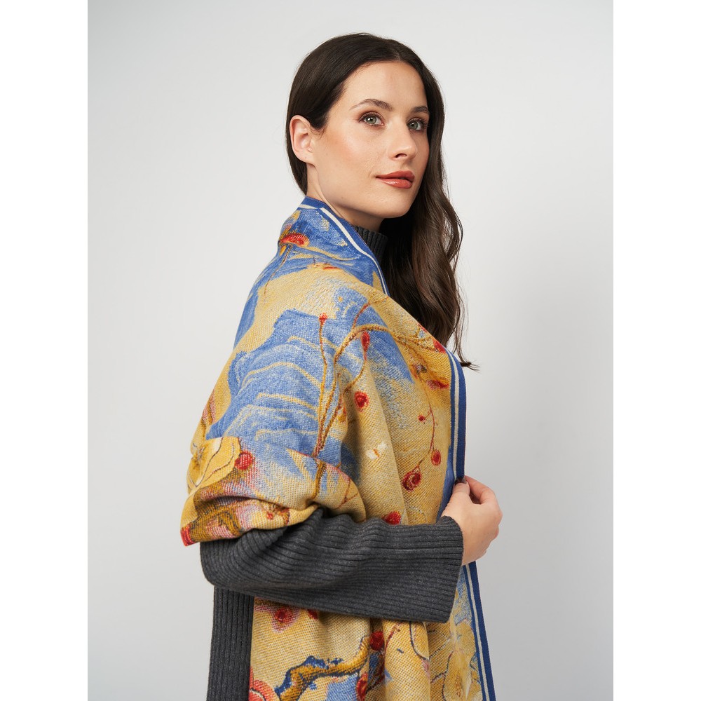 Кашеміровий палантин двосторонній з весняним квітковим принтом, 185х65 см - 3