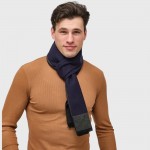 Шарф чоловічий кашеміровий синій елегантний, 180*30 см