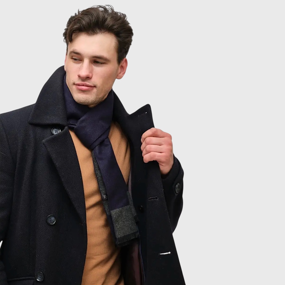 Шарф чоловічий кашеміровий синій елегантний, 180*30 см - 3