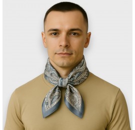 Шовкова чоловіча хустка сіра в стилі vintage, 53*53