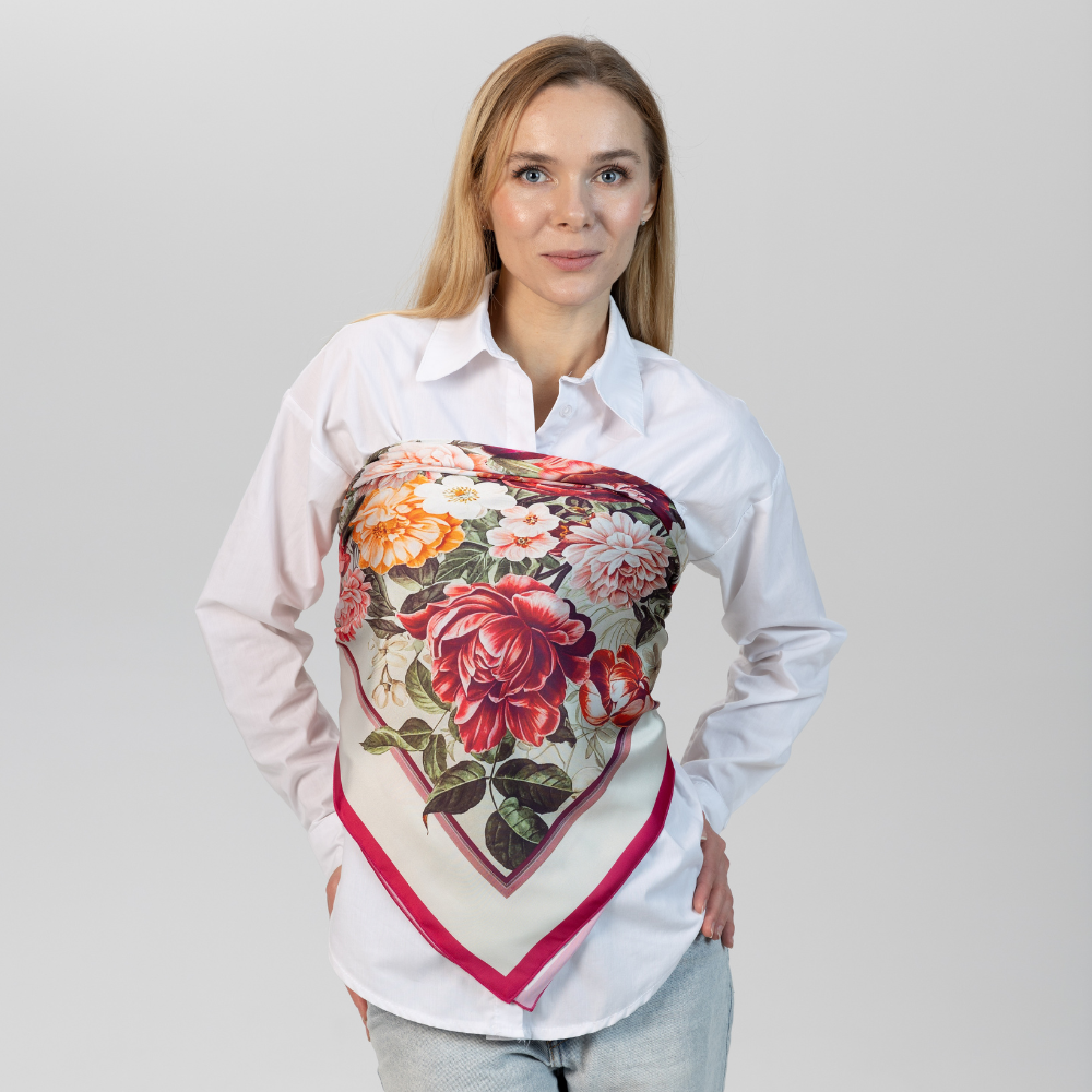Авторська хустка Таємна мова квітів 90х90 см - 7