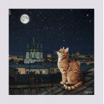 Авторська хустка Київський кіт Казкар 70х70 см