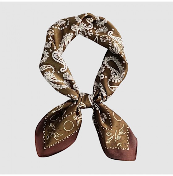 Шовкова хустка оливкова з турецьким візерунком 70х70 см Шовкова хустка оливкова з турецьким візерунком 70х70 см