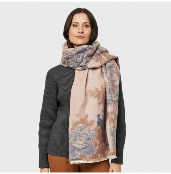 Кашеміровий шарф палантин жіночий двосторонній сіро-пудровий 185х65 см Кашеміровий шарф палантин жіночий двосторонній сіро-пудровий 185х65 см