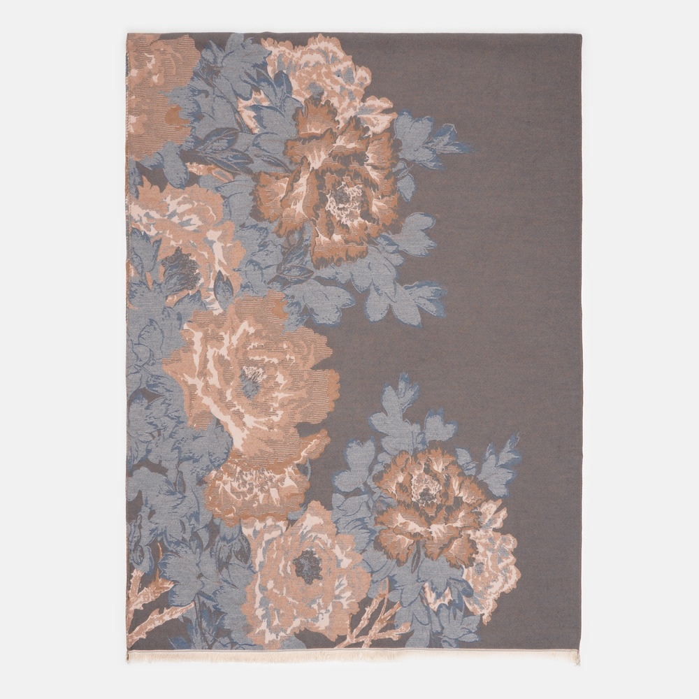 Кашеміровий шарф палантин жіночий двосторонній сіро-пудровий 185х65 см - 3