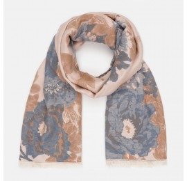 Кашемировый шарф палантин женский двосторонний серо-пудровый 185х65 см