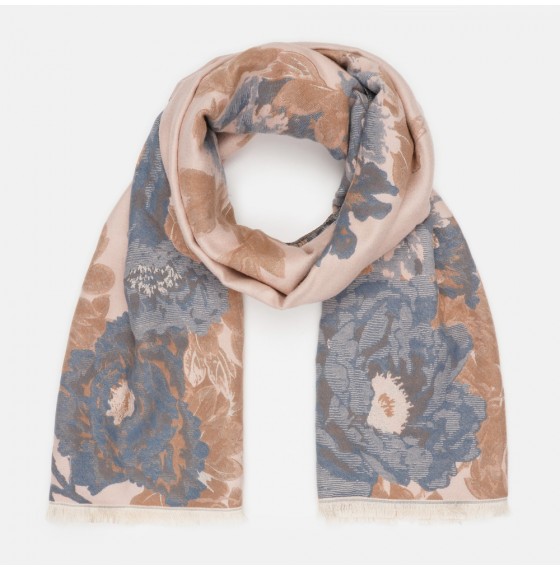 Кашемировый шарф палантин женский двосторонний серо-пудровый 185х65 см