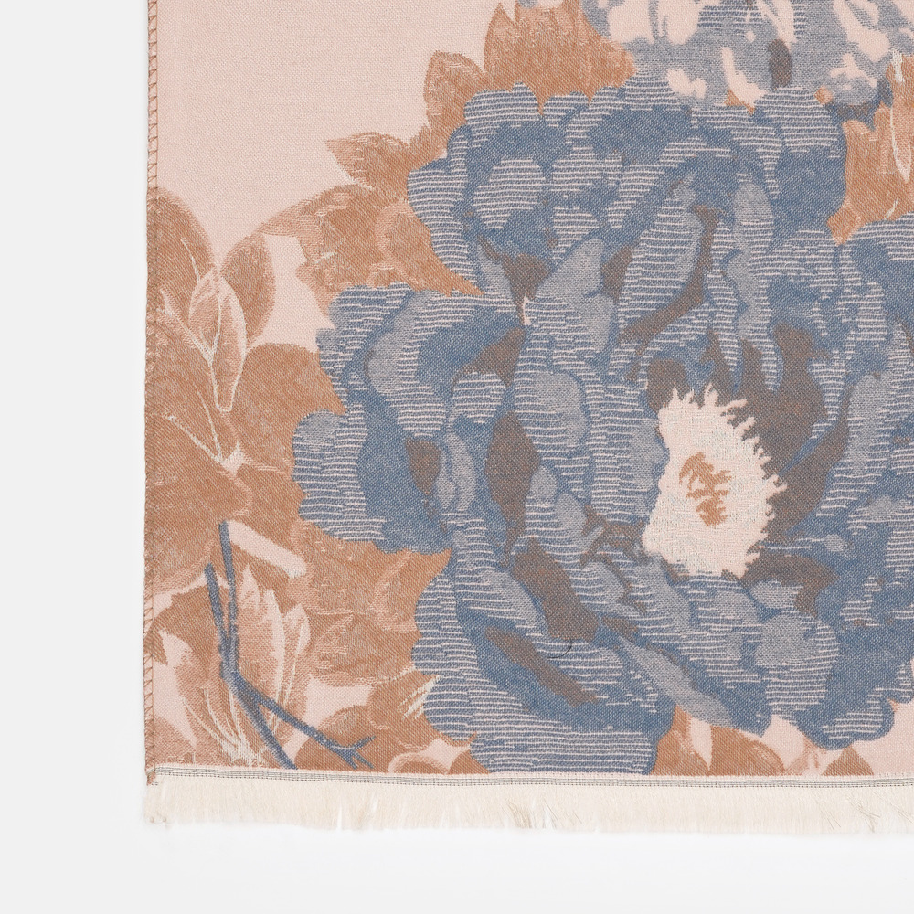 Кашеміровий шарф палантин жіночий двосторонній сіро-пудровий 185х65 см - 4