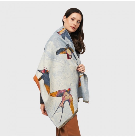 Кашеміровий палантин жіночий нарядний з птахами 185х65 см Кашеміровий палантин жіночий нарядний з птахами 185х65 см
