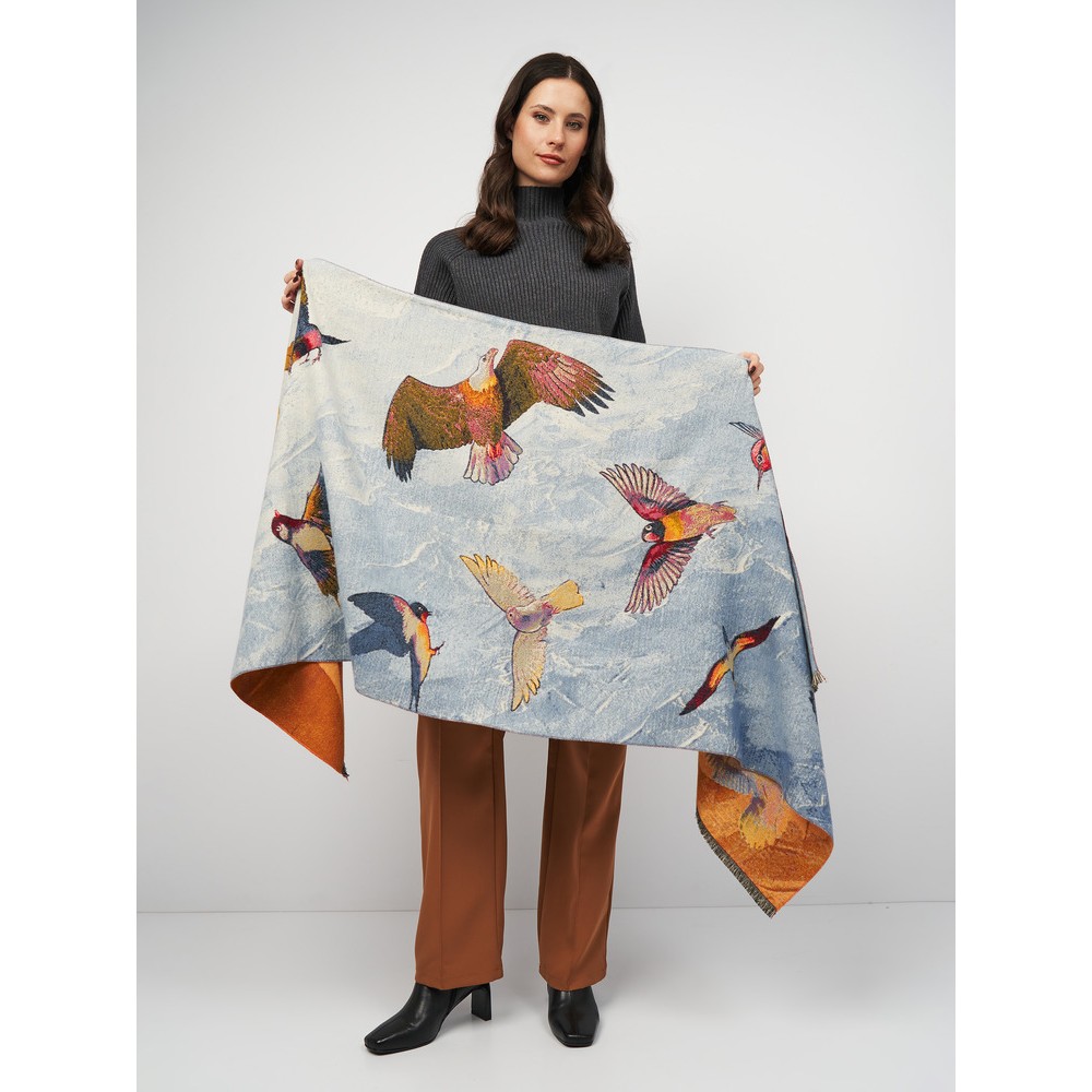 Кашеміровий палантин жіночий нарядний з птахами 185х65 см - 2