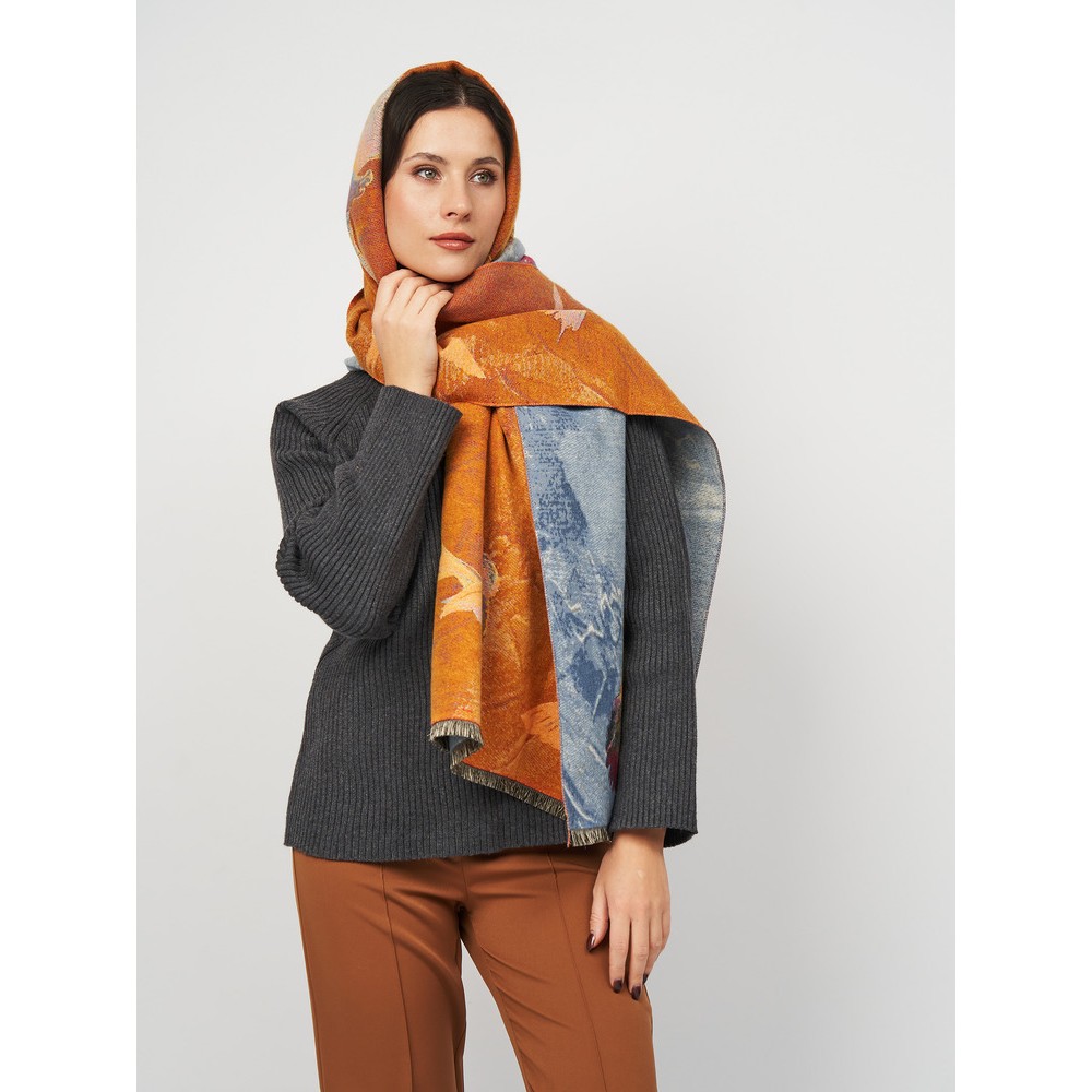 Кашеміровий палантин жіночий нарядний з птахами 185х65 см - 3