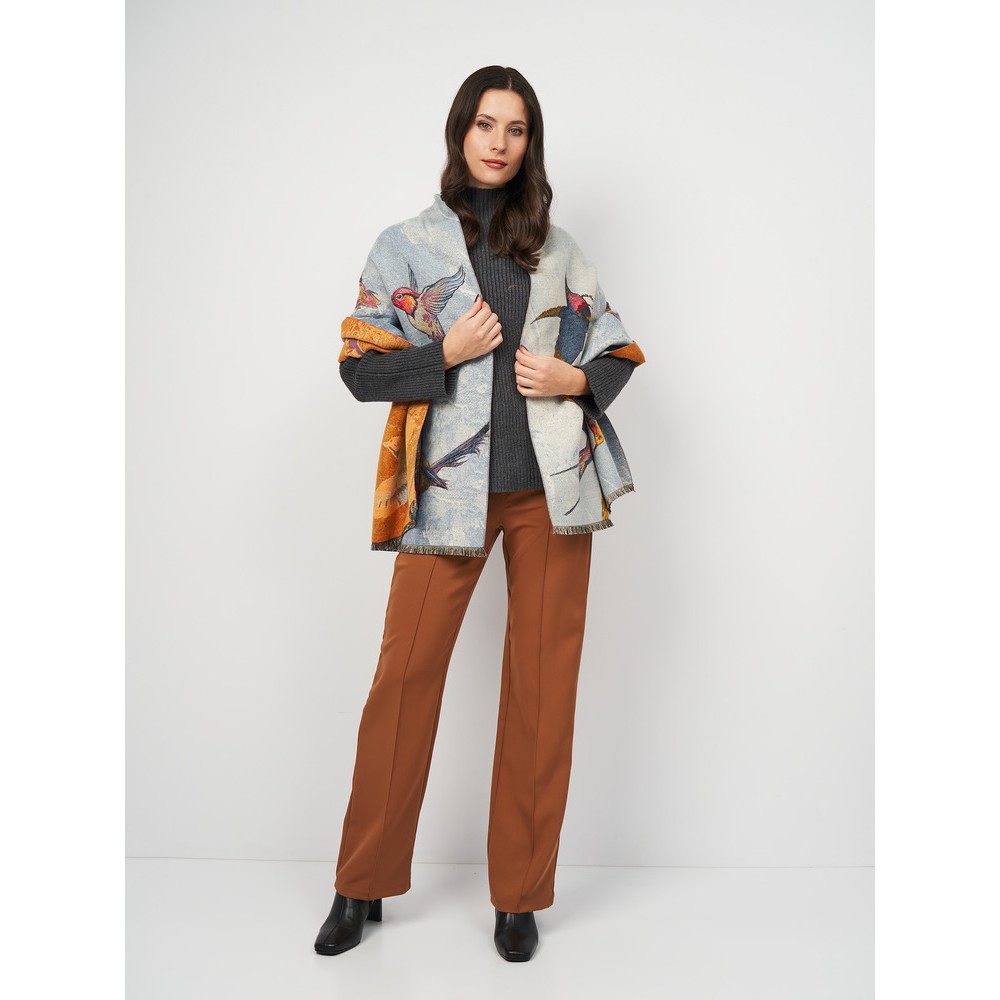 Кашеміровий палантин жіночий нарядний з птахами 185х65 см - 4