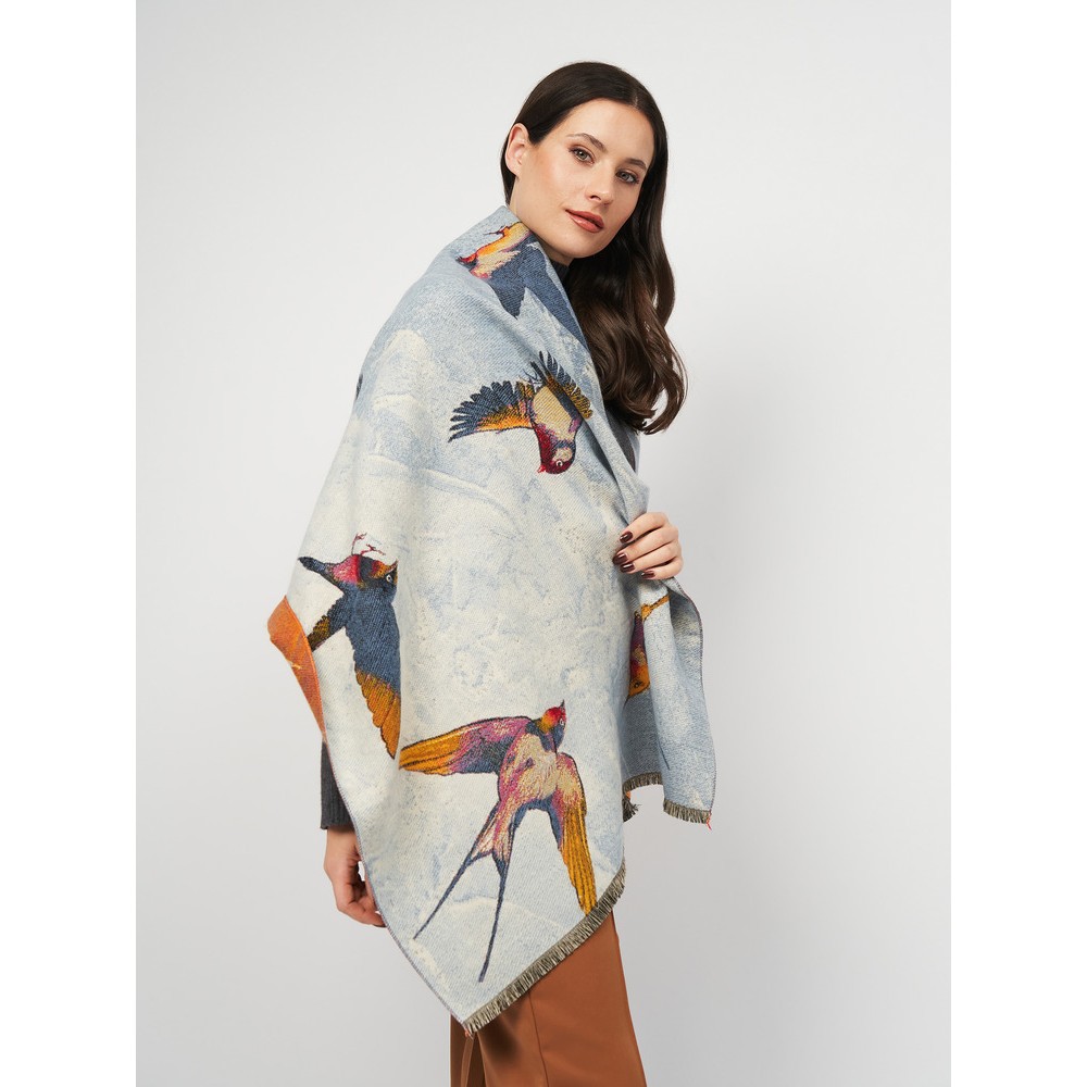 Кашеміровий палантин жіночий нарядний з птахами 185х65 см - 5