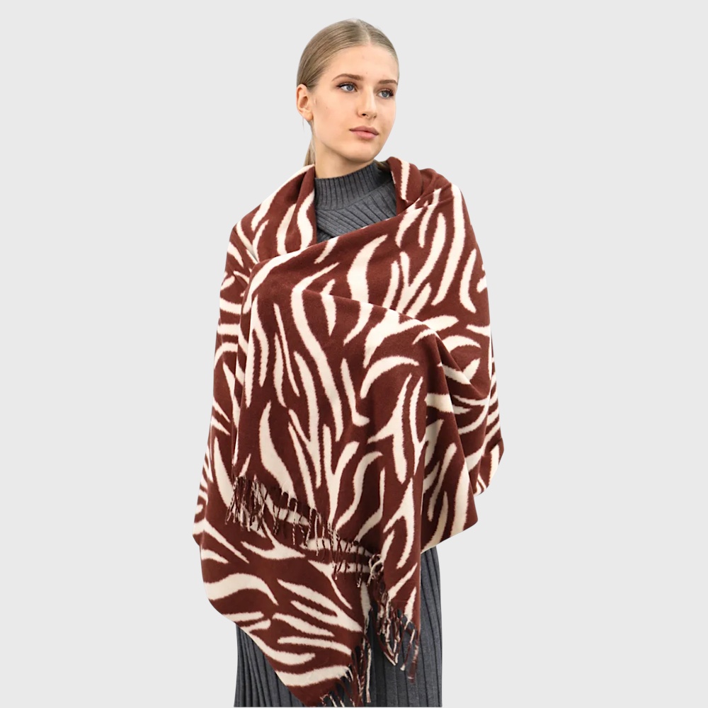 Жіночий шарф зебровий принт молочно-коричневий 190х70 см