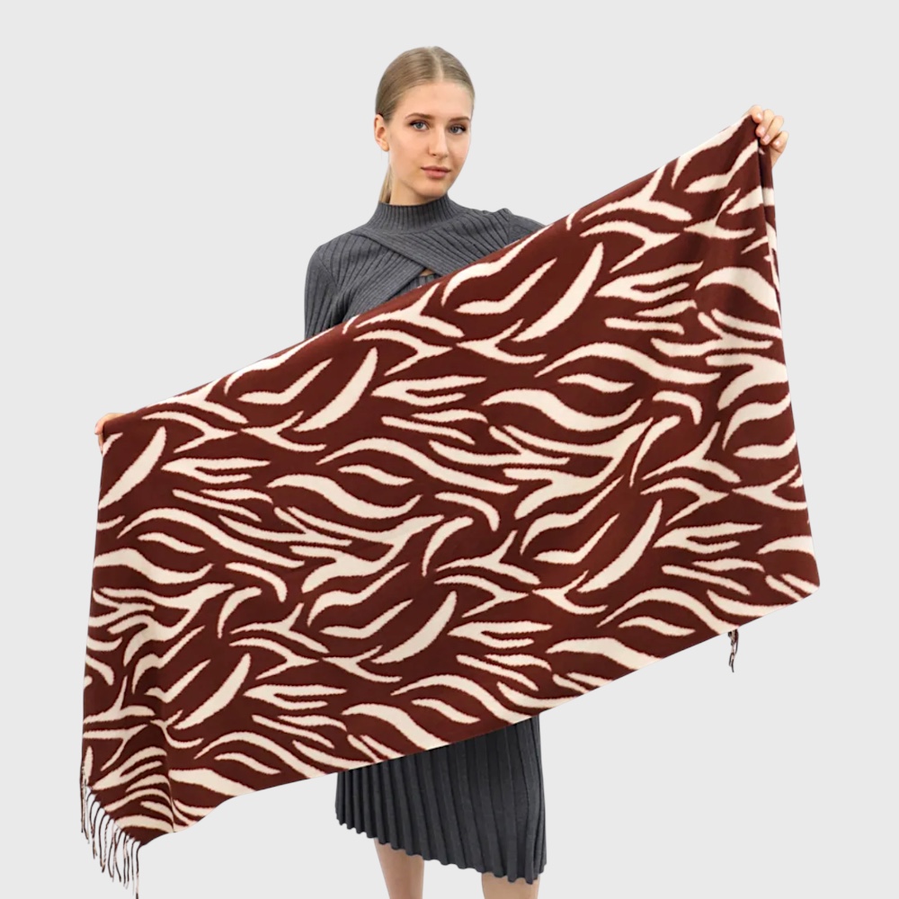 Жіночий шарф зебровий принт молочно-коричневий 190х70 см - 3