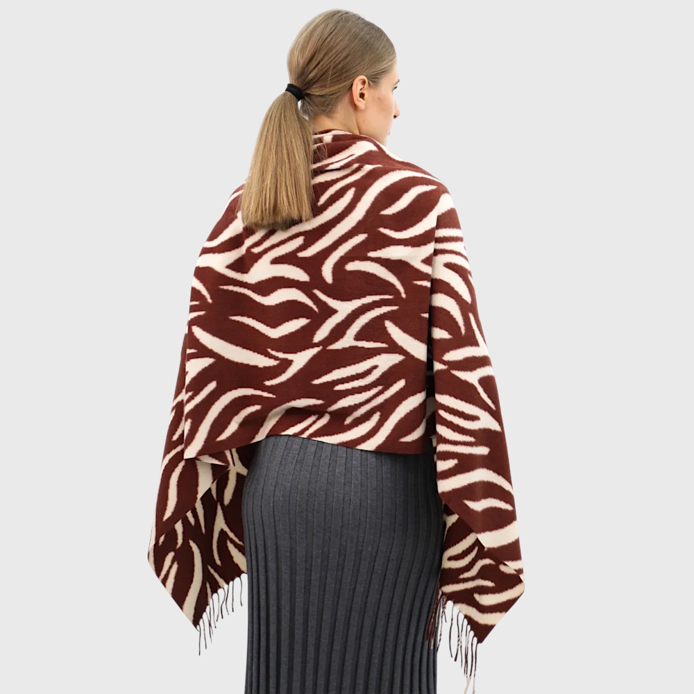 Жіночий шарф зебровий принт молочно-коричневий 190х70 см - 2