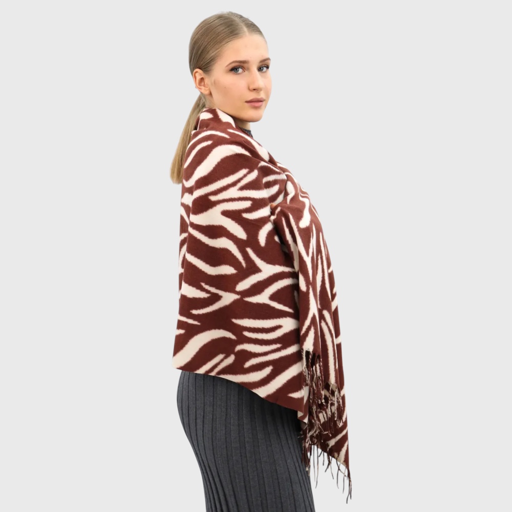 Жіночий шарф зебровий принт молочно-коричневий 190х70 см - 4