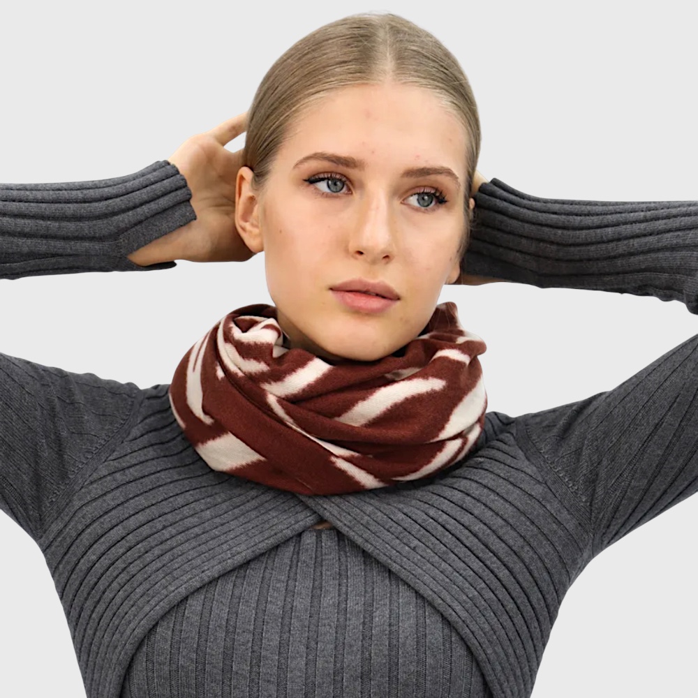 Жіночий шарф зебровий принт молочно-коричневий 190х70 см - 6