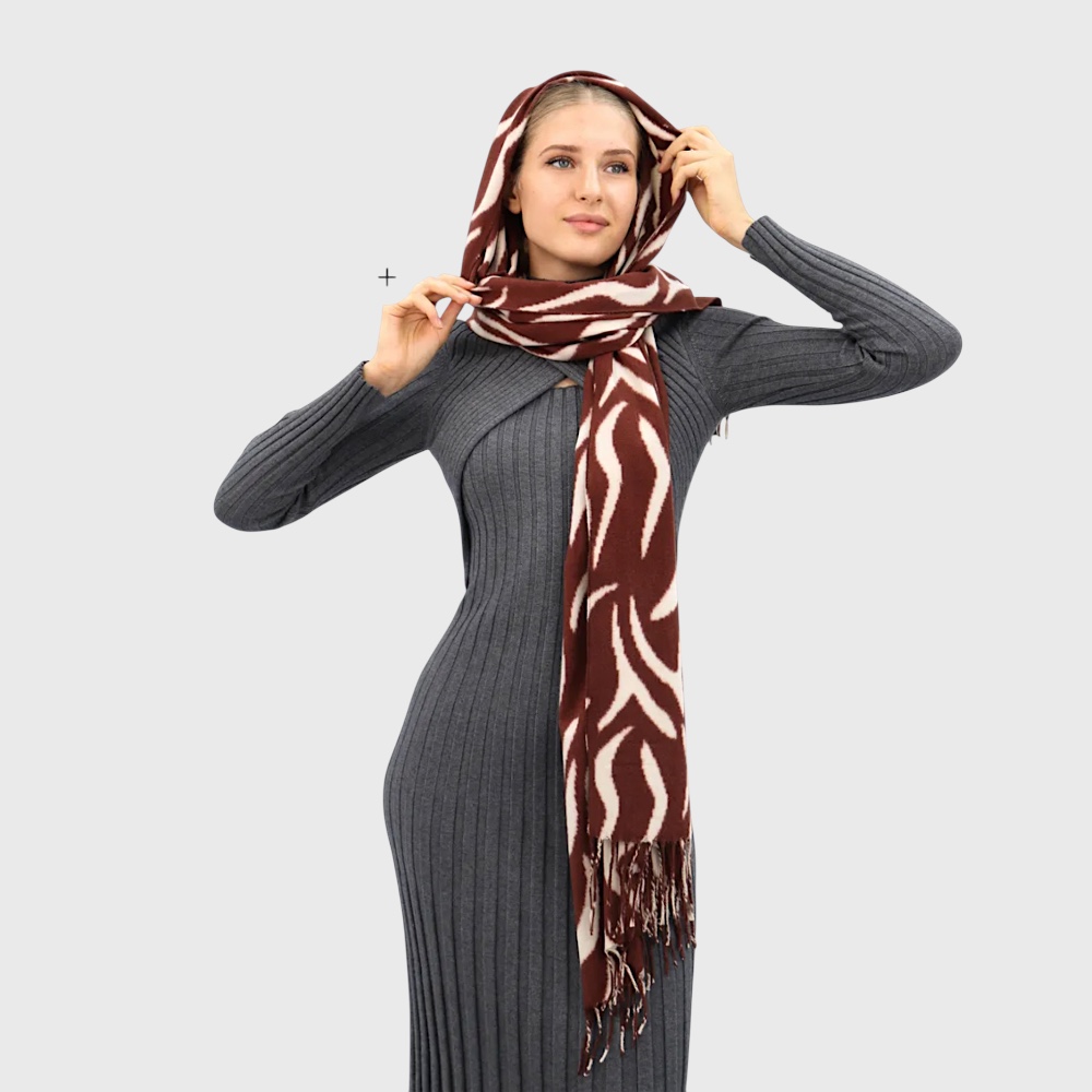 Жіночий шарф зебровий принт молочно-коричневий 190х70 см - 5
