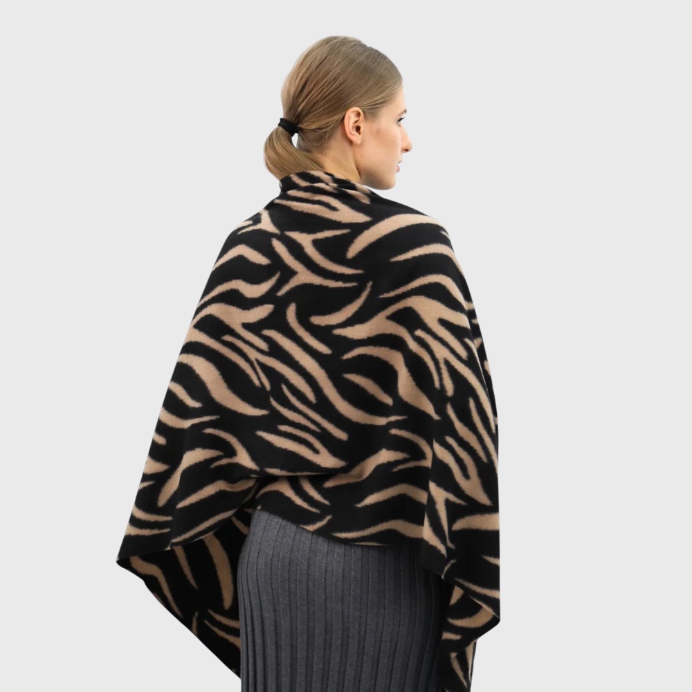 Жіночий шарф з принтом зебри чорно-бежевий 190х70 см - 4