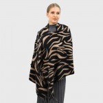 Жіночий шарф з принтом зебри чорно-бежевий 190х70 см