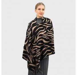 Жіночий шарф з принтом зебри чорно-бежевий 190х70 см